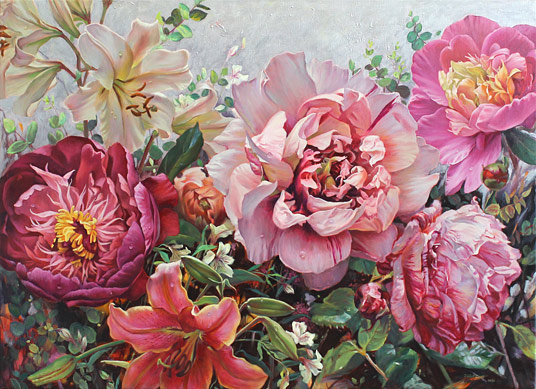 Zoe Feng nz flower paintings, fantsay, oil on linen
